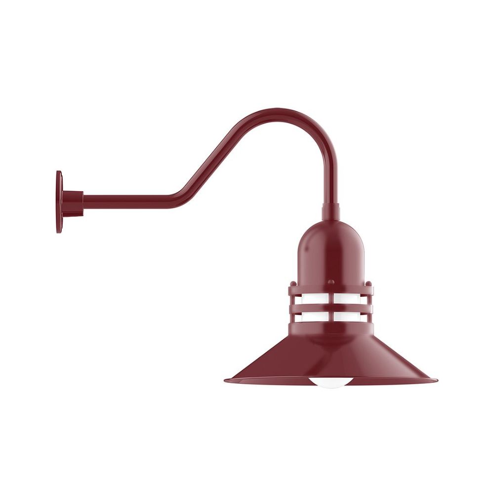 Montclair Lightworks GNB150-55-B01 16" Atomic Shade, Gooseneck Wall Mount, Decorative Canopy Cover, Barn Red